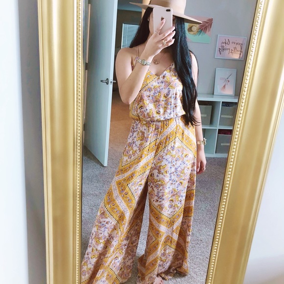SOLD🥊JAASE Marigold Paisley Jumpsuit Boho Style M - Picture 3 of 10